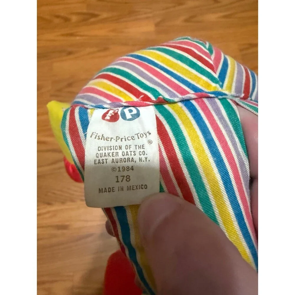 Fisher Price Vintage Clown Plush 1984 Learn To Dress Button Snap Tie Zip Toy